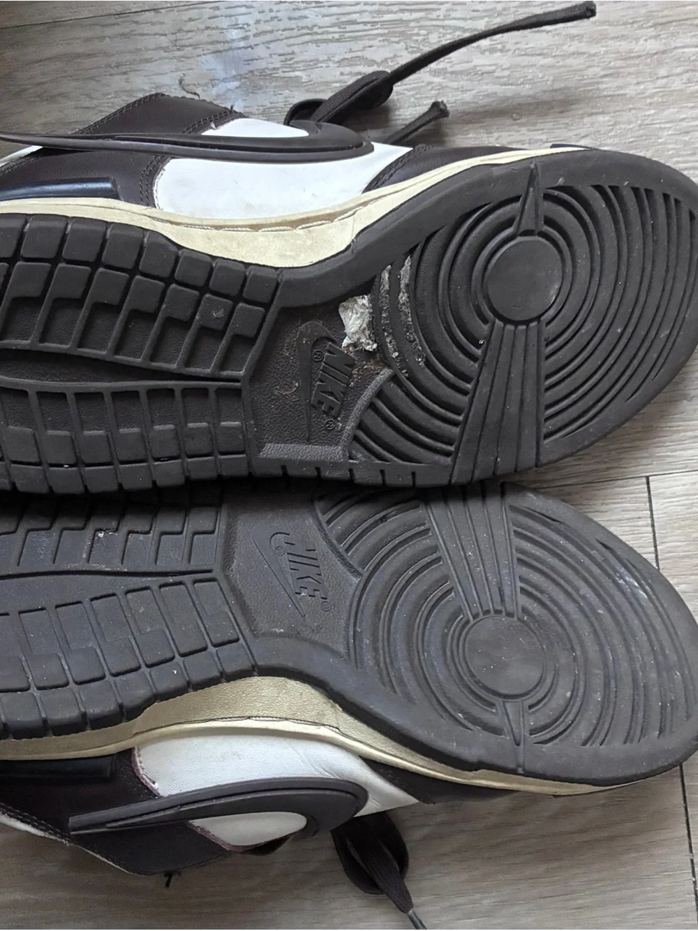 Nike Kids Brown and Cream High-Top Sneakers